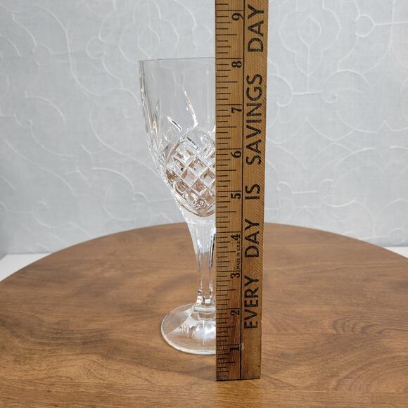 Vintage Shannon Crystal Irish Wine Glasses Goblets Set of 6 Diamond Starburst - Picture 13 of 16